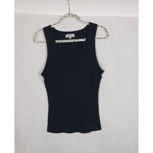 Michael Stars Maya Tank Top M Black 100% Cotton USA Casual Preppy Gothic
